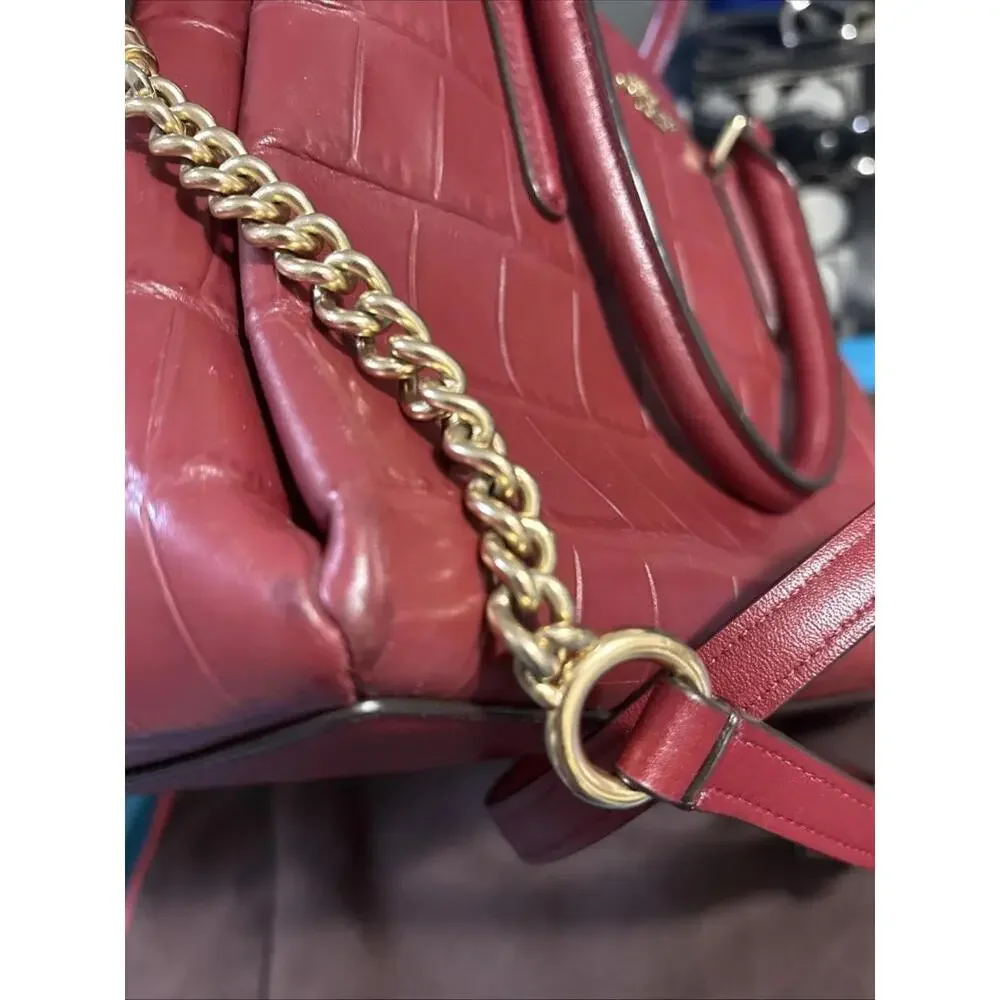 Coach Crocodile Leather Handbag Shoulder Bag Red‎ Beautiful